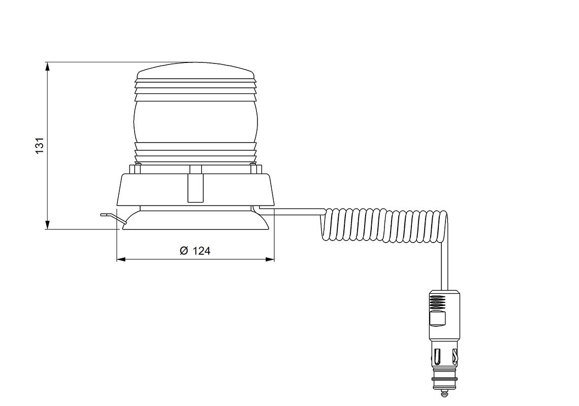 LED Blitz-Kennleuchte FRESNEL, mit Magnetfuss, gelb, Doppelblitzlicht